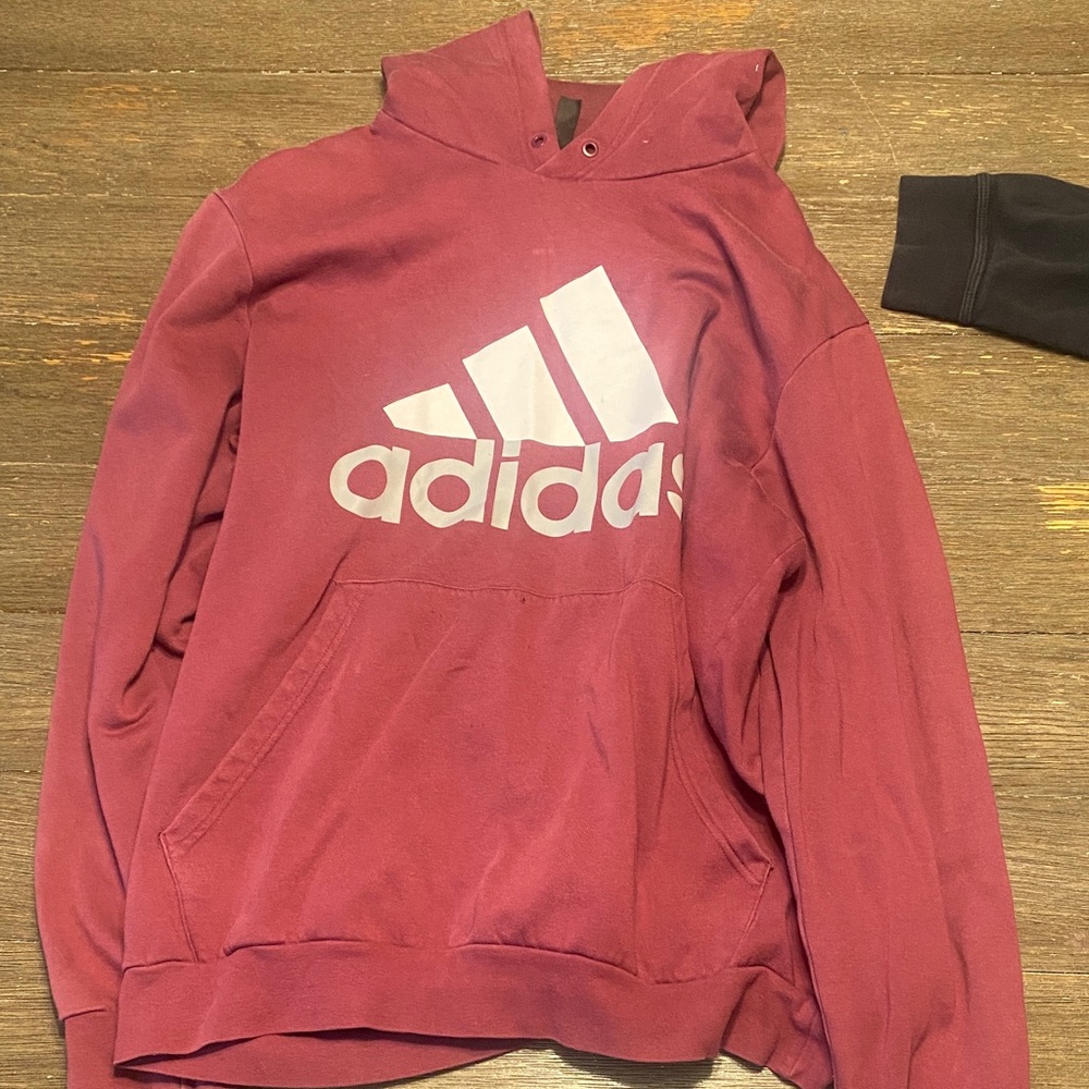 Adidas Burgundy Hoodie with White Logo